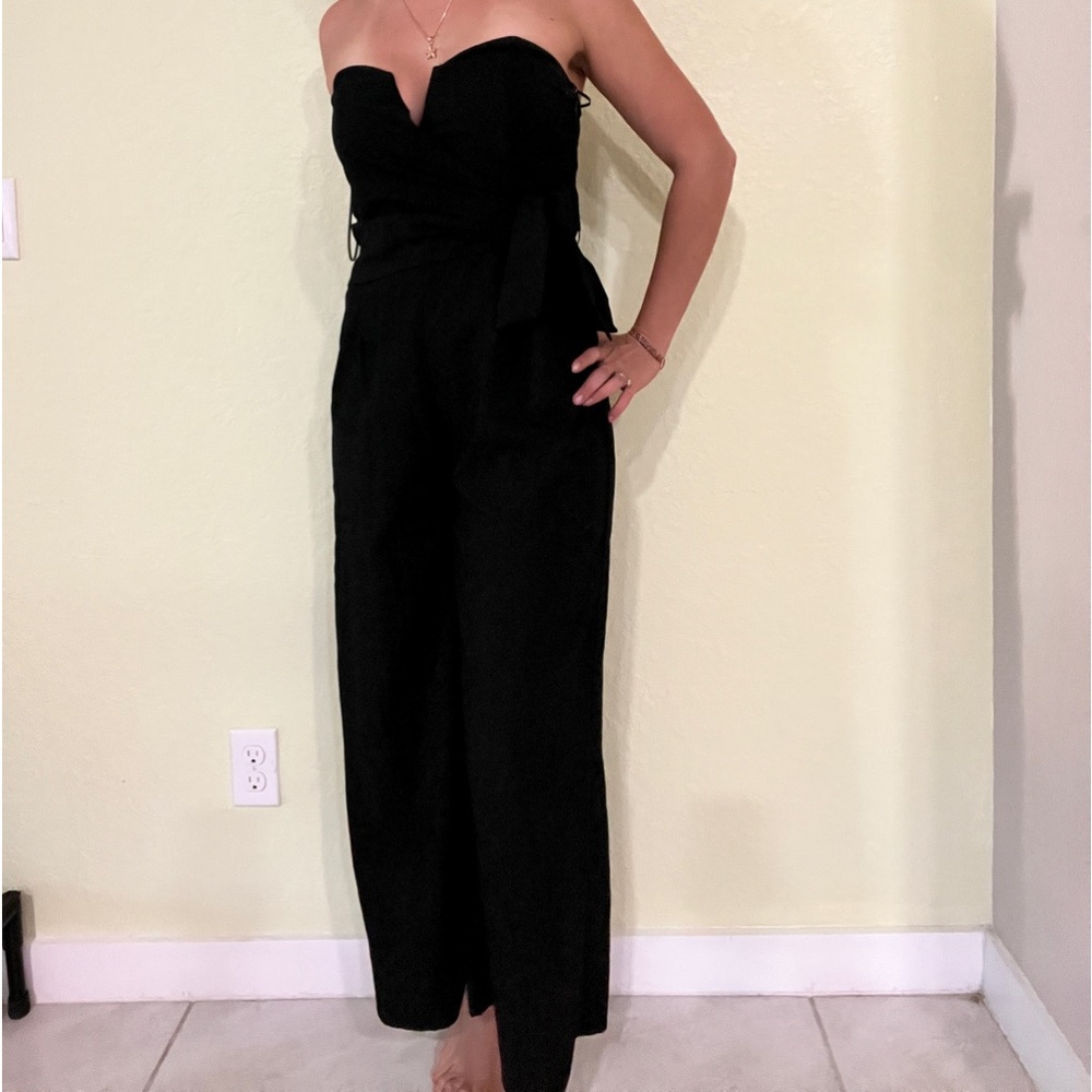 Black strapless romper
